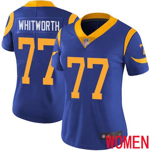Los Angeles Rams Limited Royal Blue Women Andrew Whitworth Alternate Jersey NFL Football 77 Vapor Untouchable